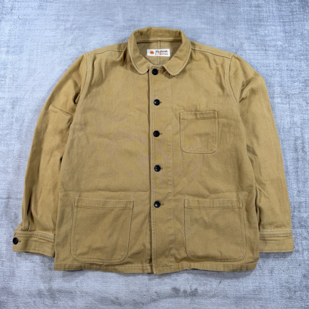 Mollusk California Jacket Men XL Tan Mustard Cotton Twill Utility Chore Coat